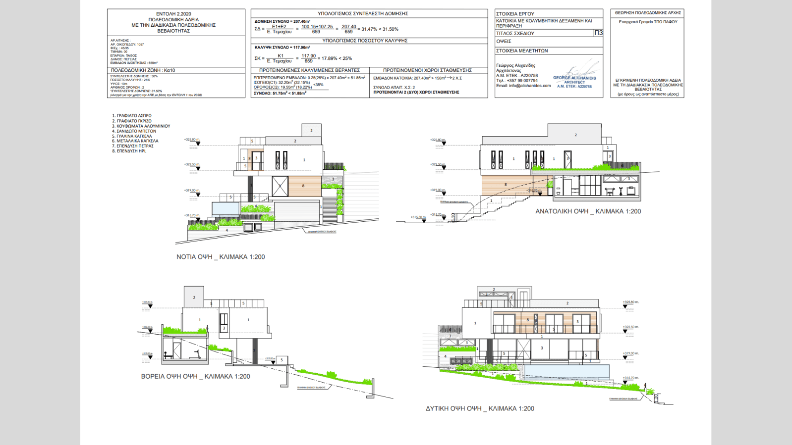 Architectural drawing of the Tala residential project by George Alichanides.